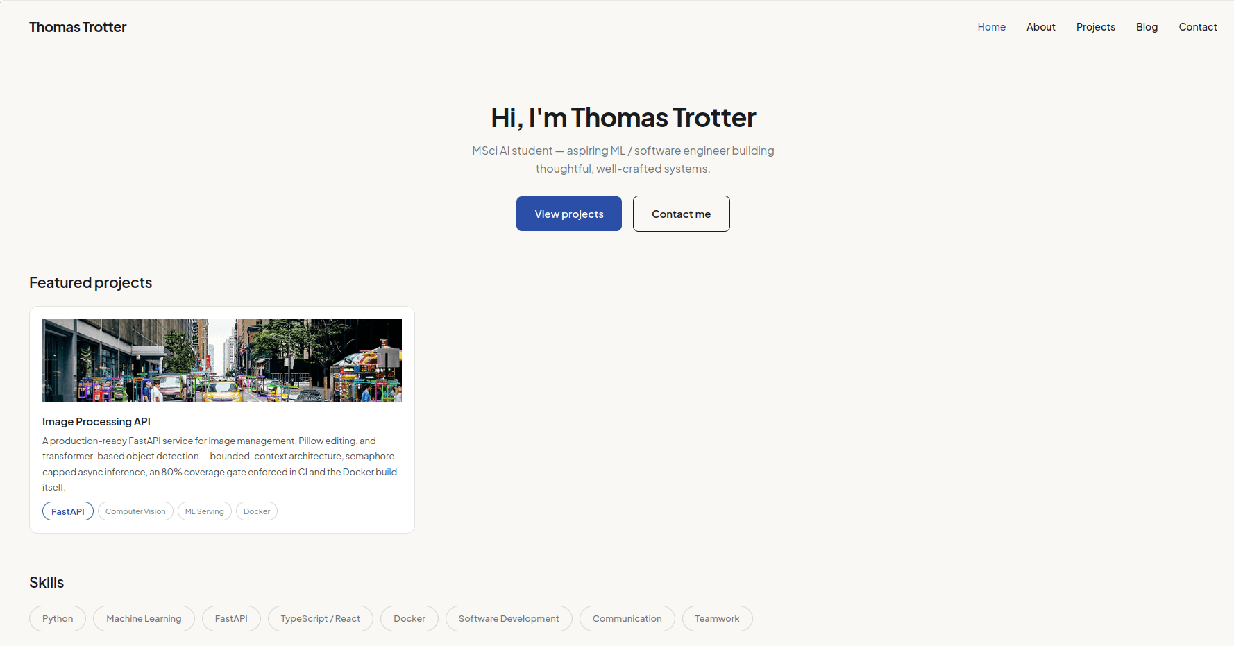 Screenshot of Portfolio Website